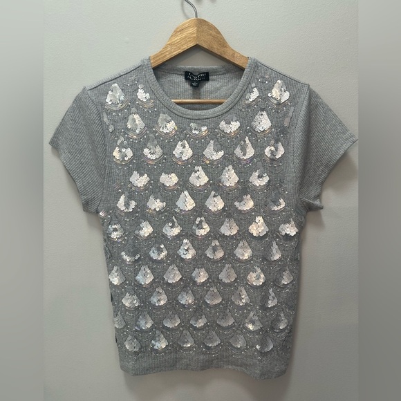 NWT! J.Crew Vintage rib short-sleeve T-shirt with embellishment. Size Large - Picture 6 of 9